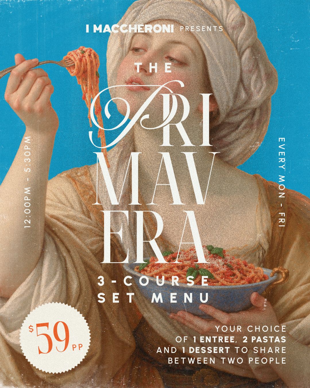 The Primavera 3-Course Set Menu.