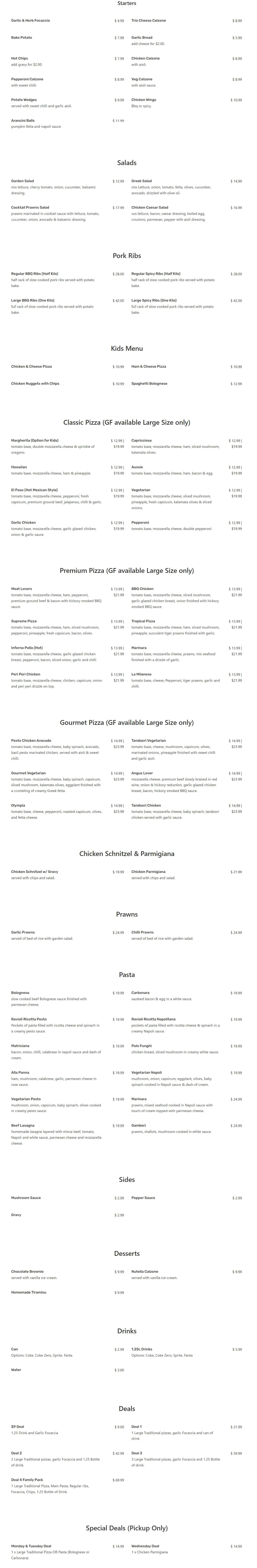 Domenico's Pizza, Pasta Ribs - Wishart