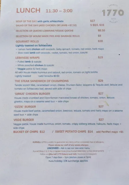 Kurnell 1770 Bakery & Cafe.