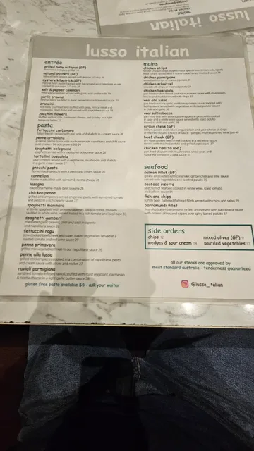 Lusso Italian Restaurant Rouse Hill