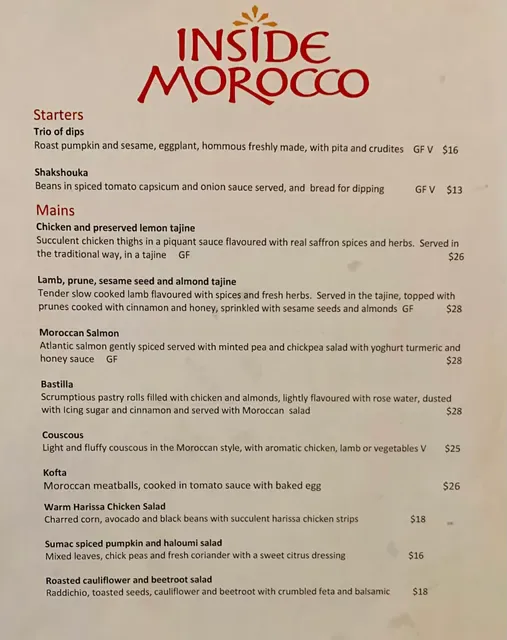 Inside Morocco Restaurant