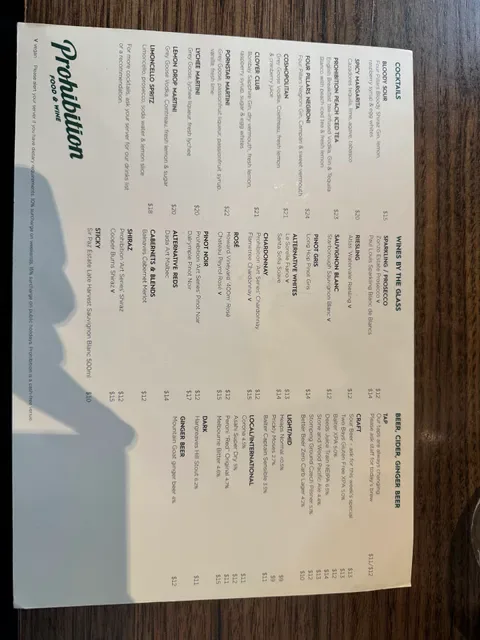 Prohibition Food and Wine