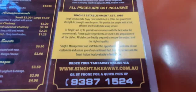 Singh's Indian Take Away Food