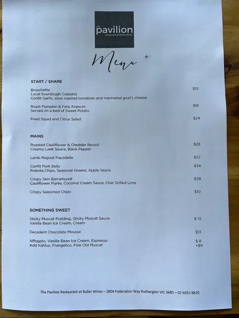 The Pavilion Restaurant at Buller Wines