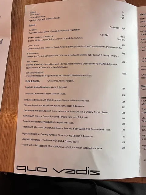 Quo-Vadis Restaurant & Pizza Parlour