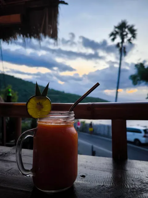 Tropical sunset cafe